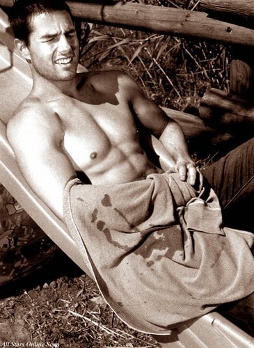 shirtless sunbathing