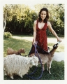 Alyssa Milano with goats on the countryside