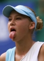 Anna Kournikova is showing a sexy tongue