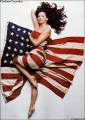 Charisma Carpenter entwined with USA Flag