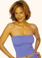 Cute Halle Berry wearing sexy blue top