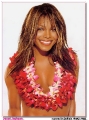Janet Jackson wearing hawaian flower necklace