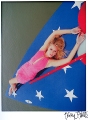 Kristanna Loken posing on American Flag