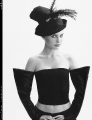 Natalie Portman posing in black dress plunging neckline