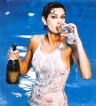 Teri Hatcher drinking Champagne wearing wet hot dress in the pool 