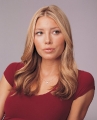 Jessica Biel posing in nice red blouse