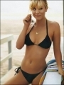 Kaley in a black bikini